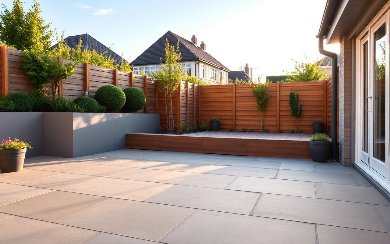 Modern porcelain paving patio
